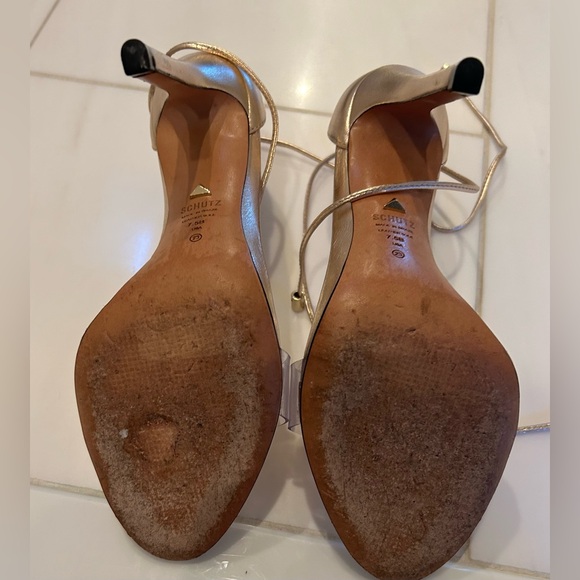 Schutz Josseana Gold and Clear Heeled Sandal - Picture 14 of 16
